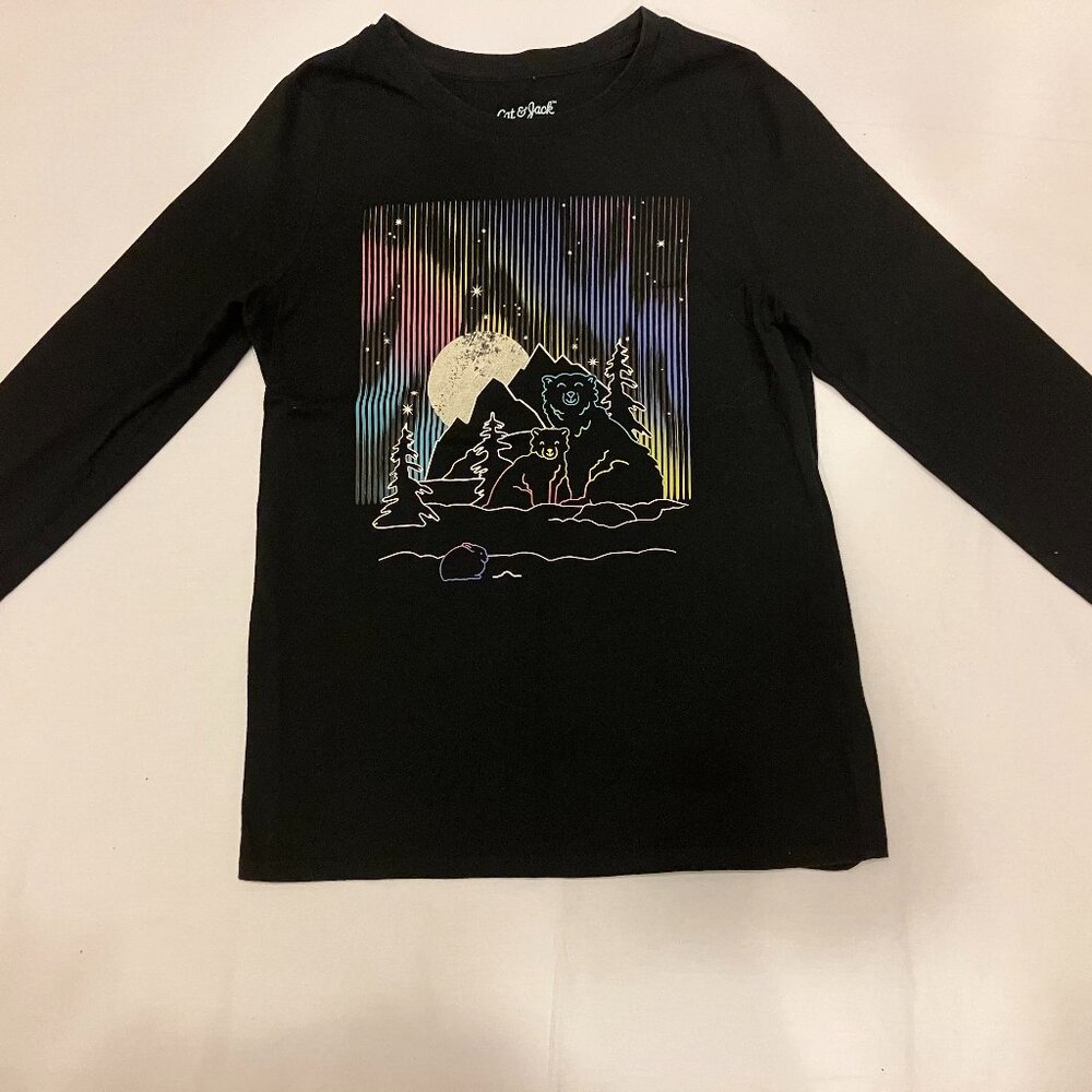 Cat&Jack Black T-shirt, Unisex,Size:M(7-8)/North Lights Motif